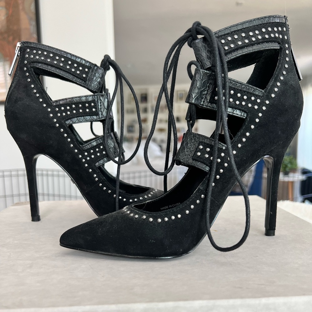 Topshop Studded Suede Heels